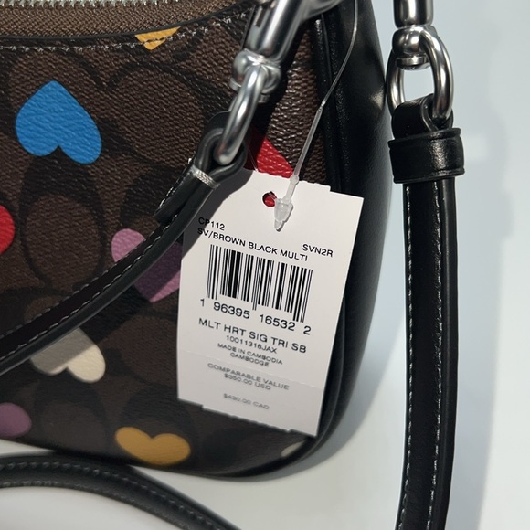 ❤️💙💜💛HP🪅NWT COACH TERI SHOULDER BAG IN SIGNATURE CANVAS WITH HEART PRINT - Picture 13 of 17